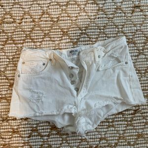 AGOLDE white denim shorts